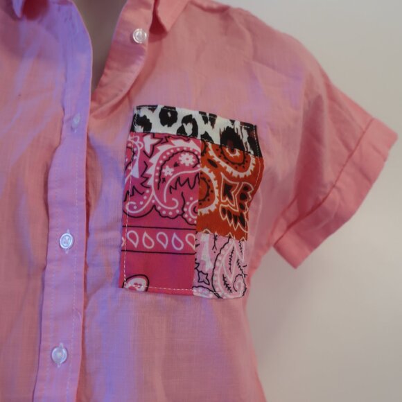 NWT Womens Romi Basha Pink Paisley & Animal Print Button Down Shirt S - Picture 3 of 6